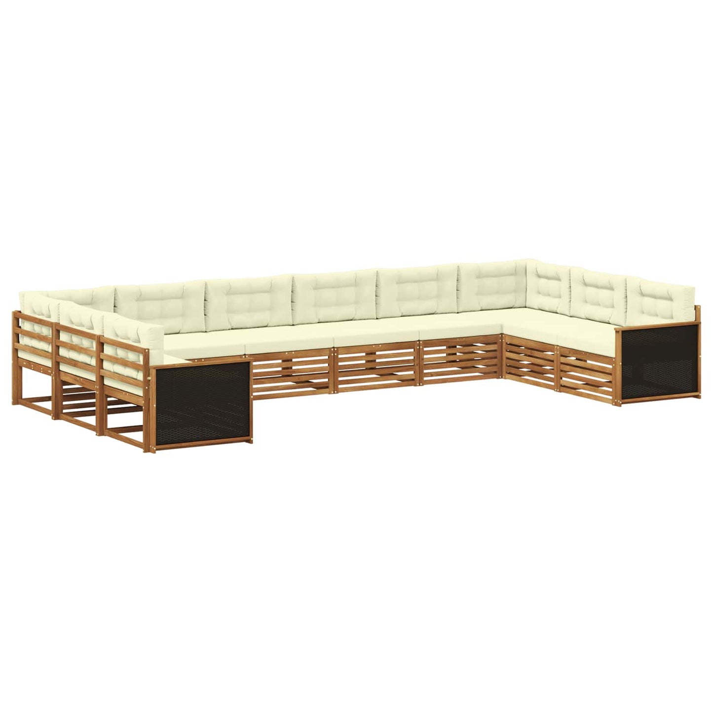 Sofagarnituren 10 stk. Natur und Creme Massivholz Akazie