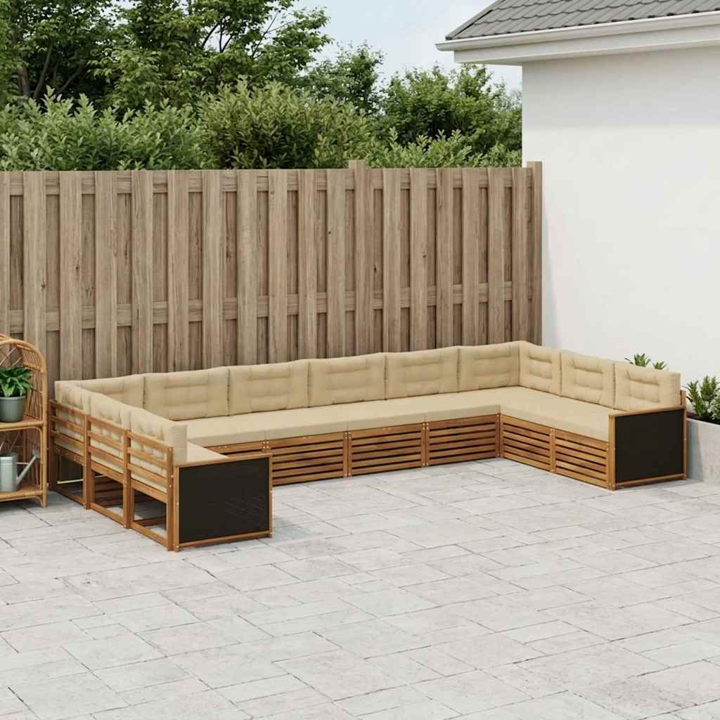 Sofagarnituren mit Kissen 10 pcs Massivholz Akazie