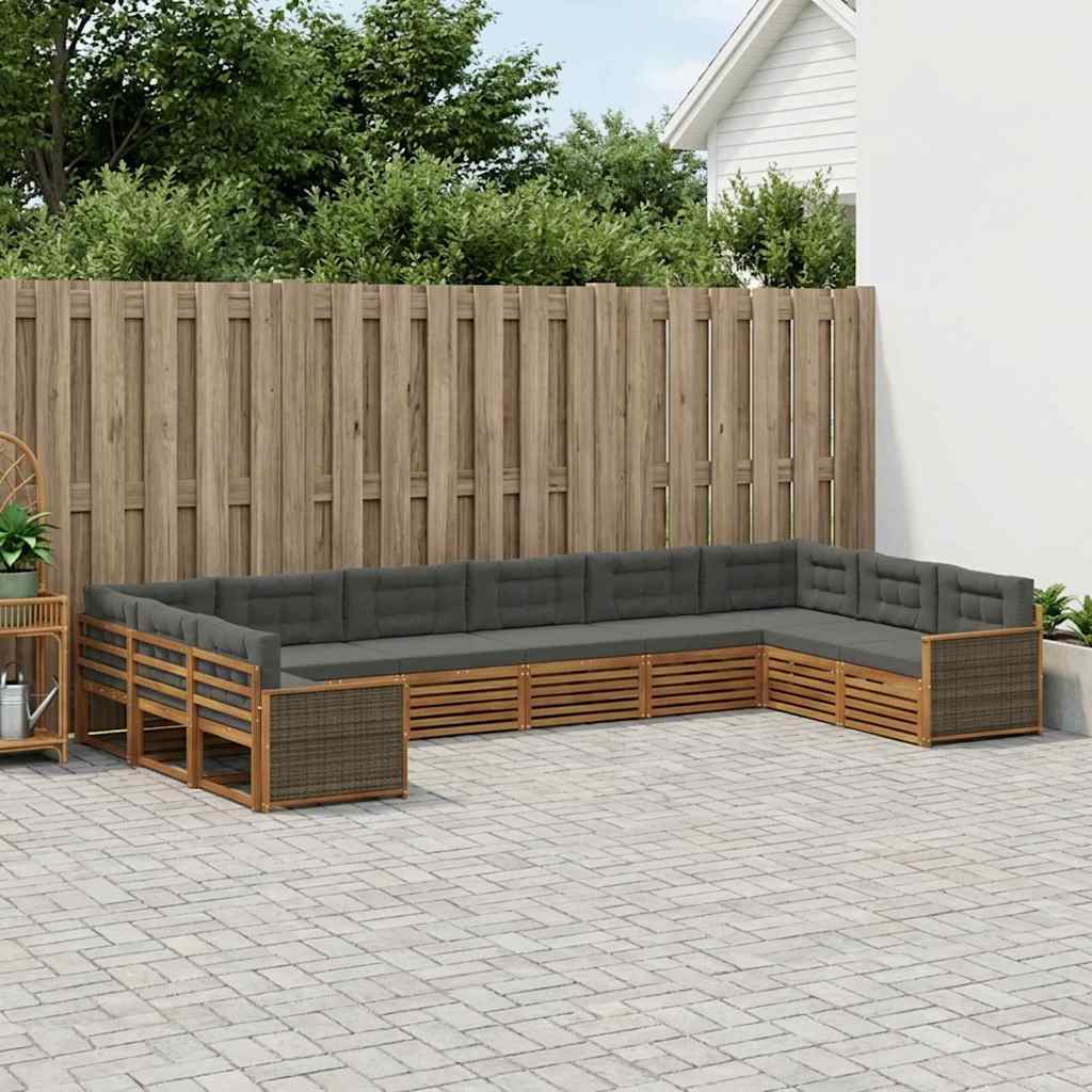 Sofagarnituren mit Kissen 10 pcs Massivholz Akazie