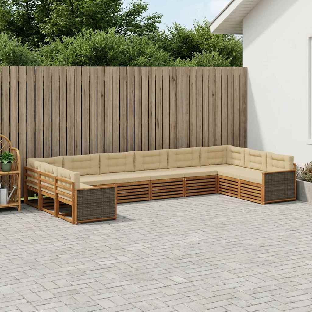 Sofagarnituren mit Kissen 10 pcs Massivholz Akazie