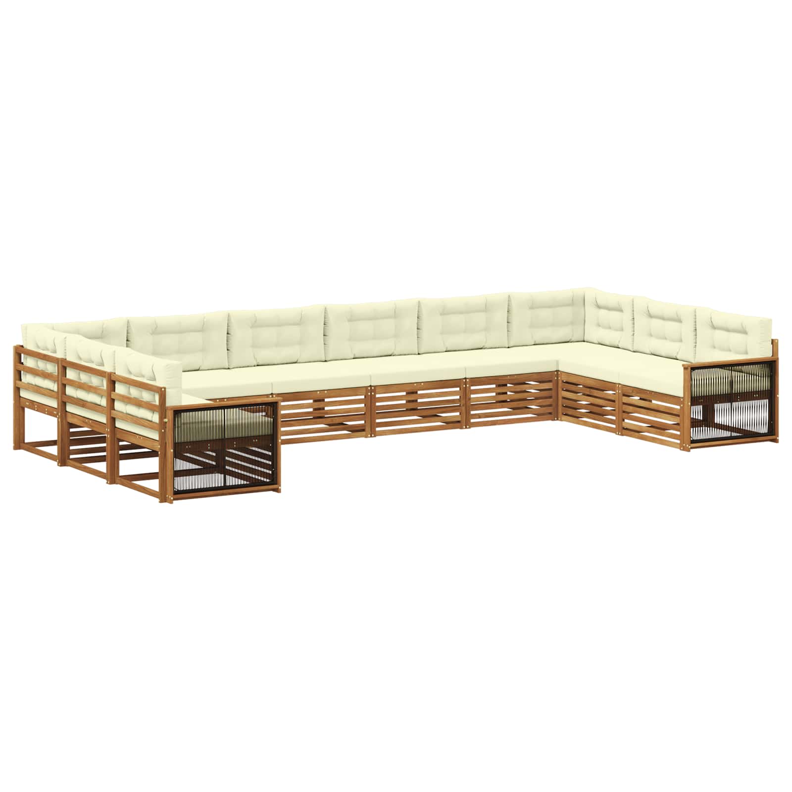 Sofagarnituren 10 stk. Natur und Creme Massivholz Akazie