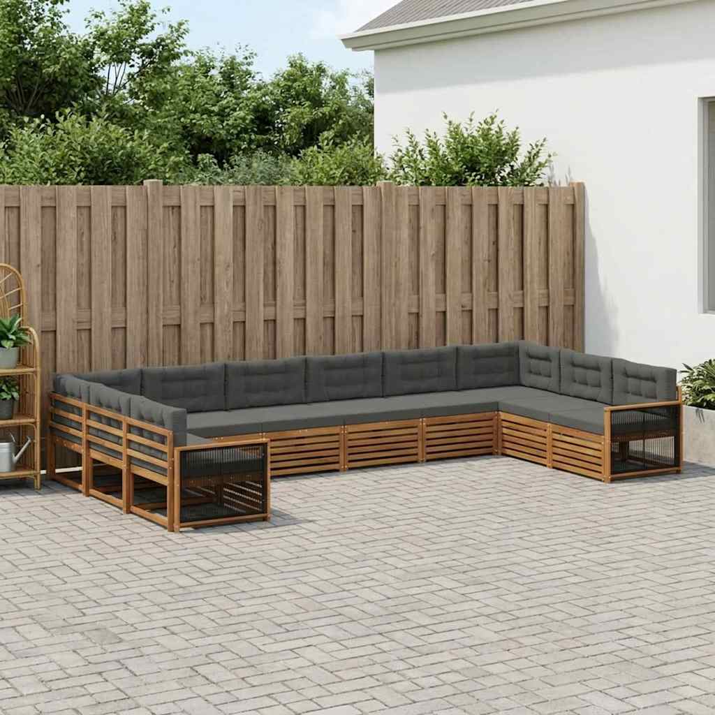 Sofagarnituren mit Kissen 10 pcs Massivholz Akazie