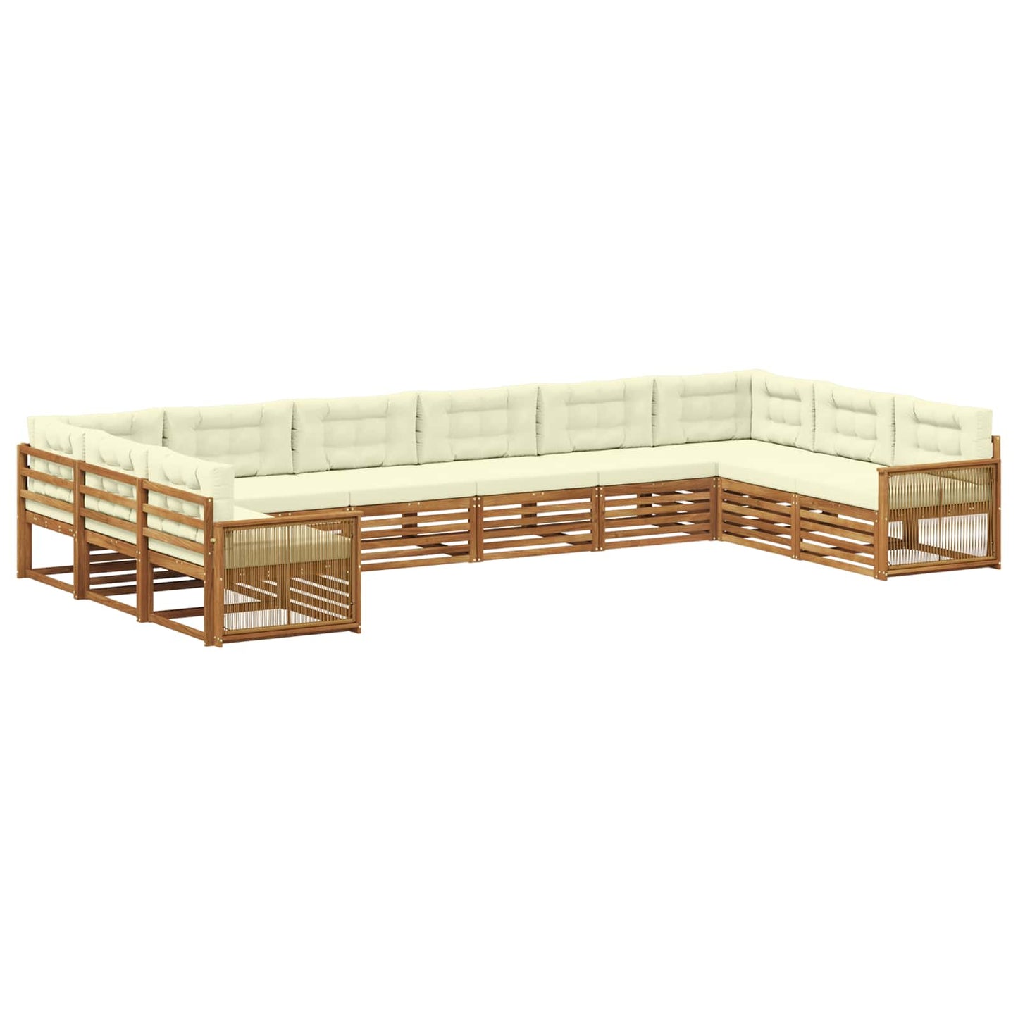Sofagarnituren 10 stk. Natur und Creme Massivholz Akazie