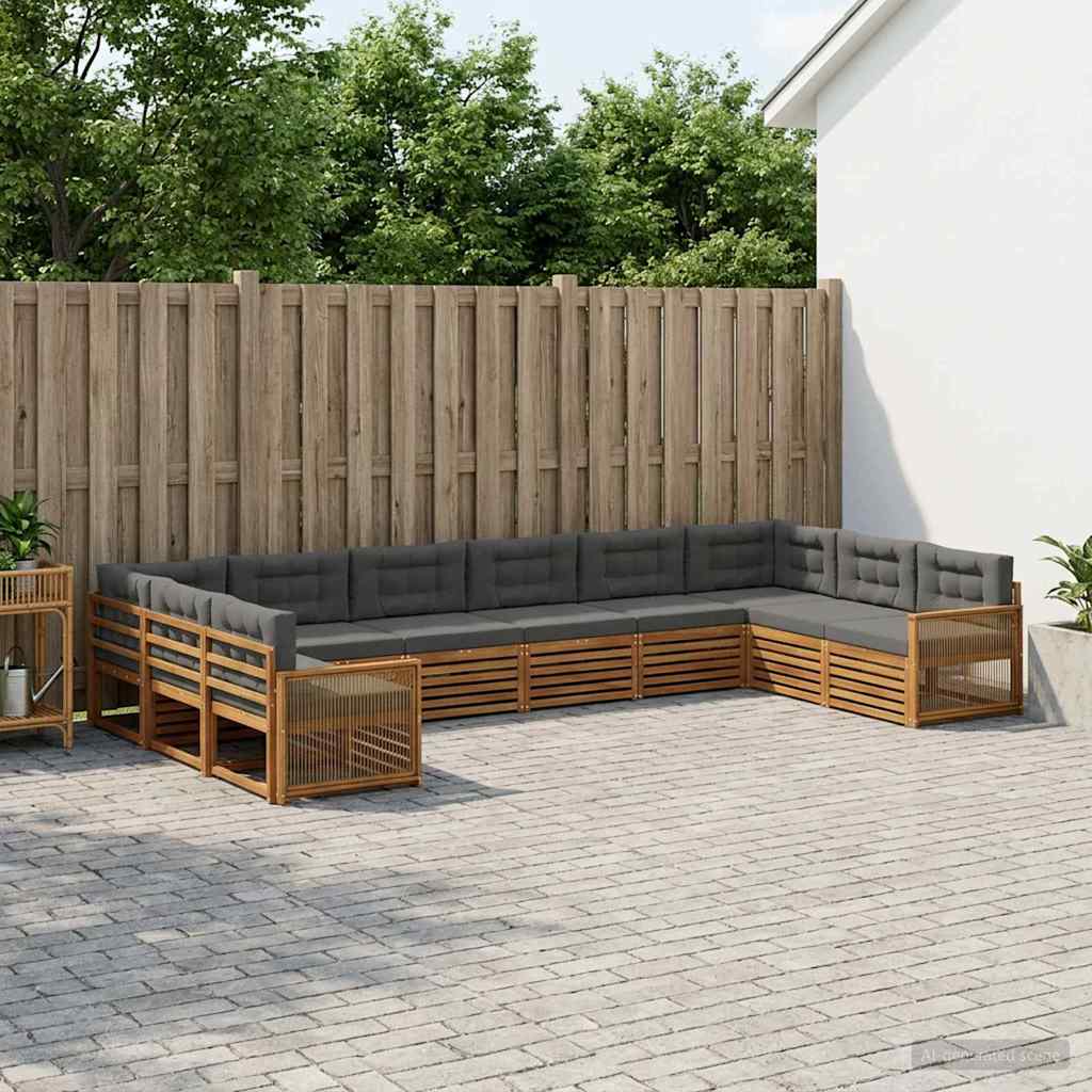 Sofagarnituren mit Kissen 10 pcs Massivholz Akazie
