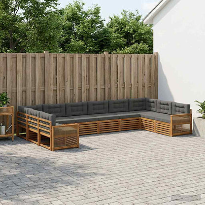 Sofagarnituren 10 stk. Natur und Anthrazit Massivholz Akazie