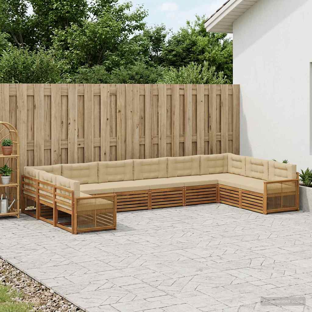 Sofagarnituren mit Kissen 10 pcs Massivholz Akazie