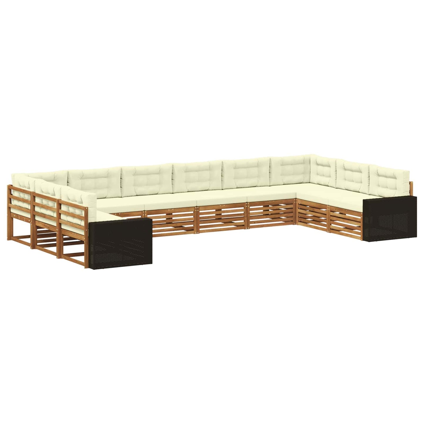 Sofagarnituren 10 stk. Natur und Creme Massivholz Akazie