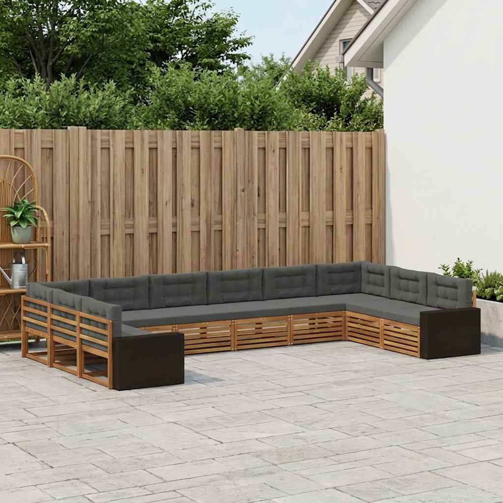 Sofagarnituren mit Kissen 10 pcs Massivholz Akazie