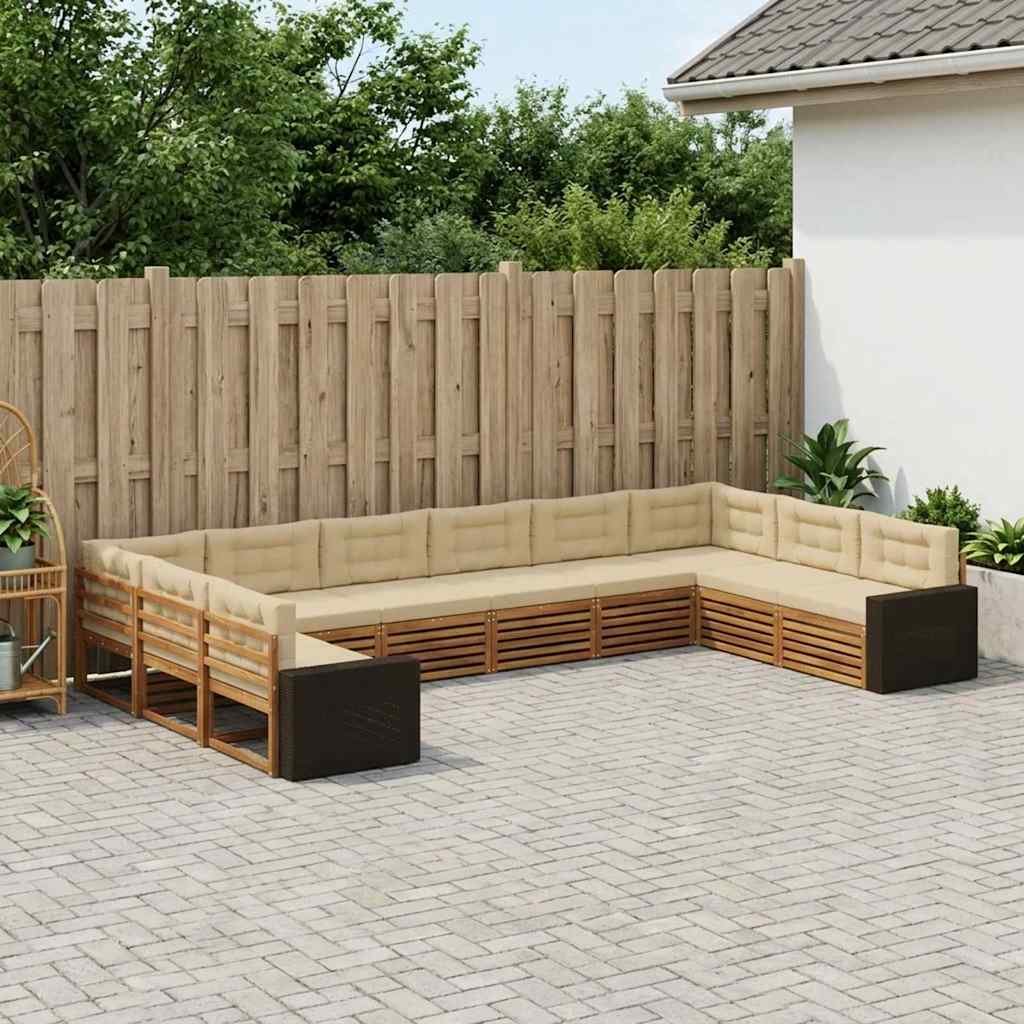 Sofagarnituren mit Kissen 10 pcs Massivholz Akazie