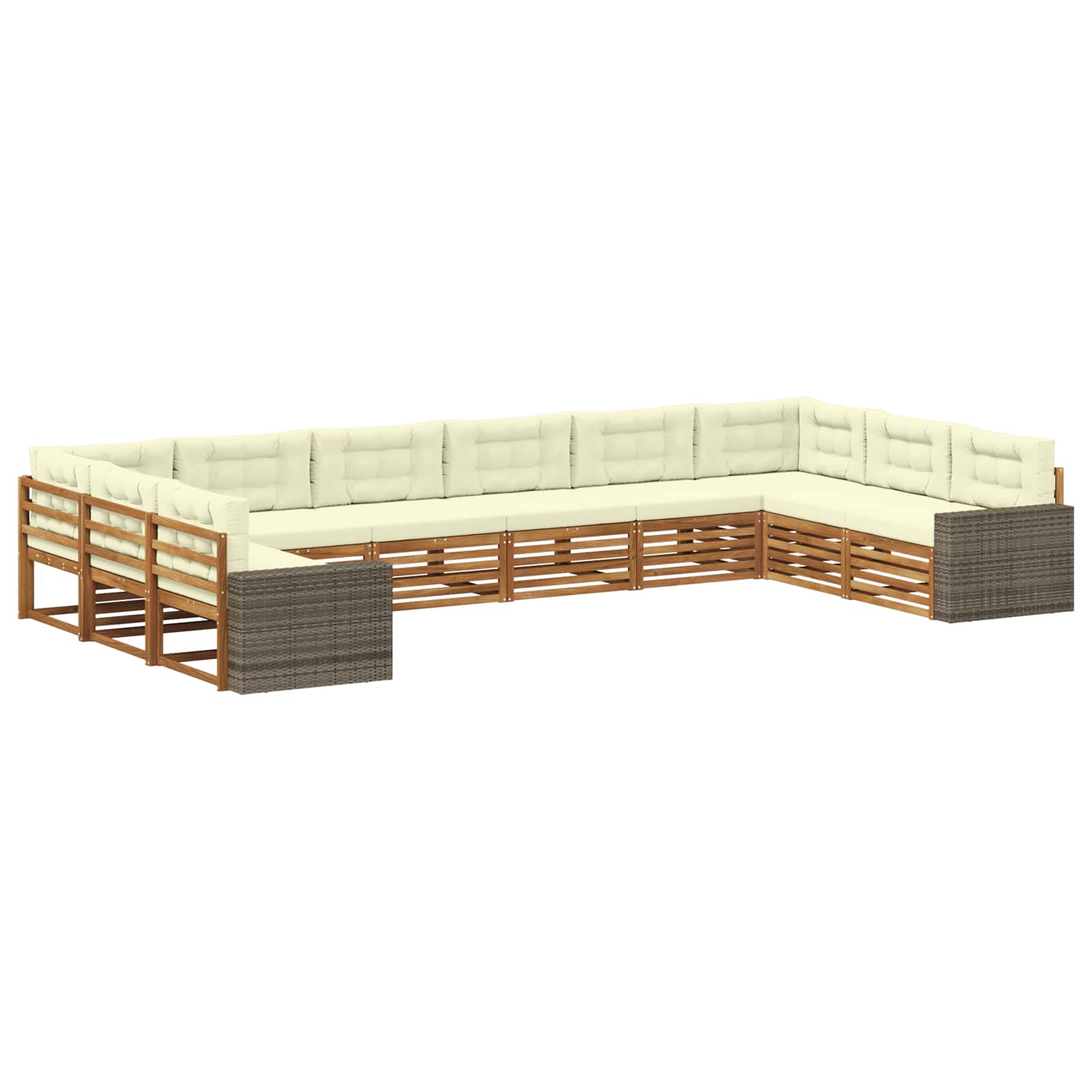 Sofagarnituren 10 stk. Natur und Creme Massivholz Akazie