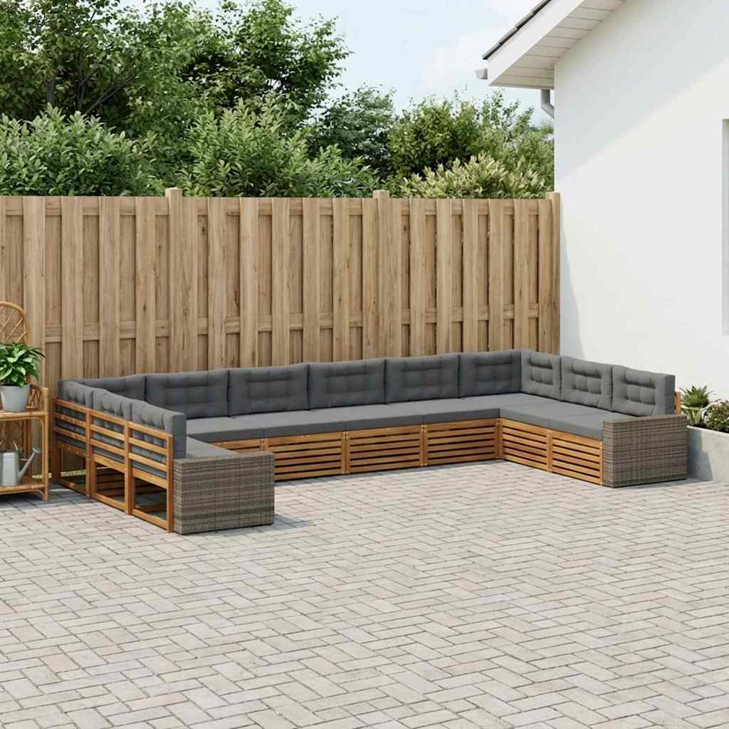 Sofagarnituren mit Kissen 10 pcs Massivholz Akazie