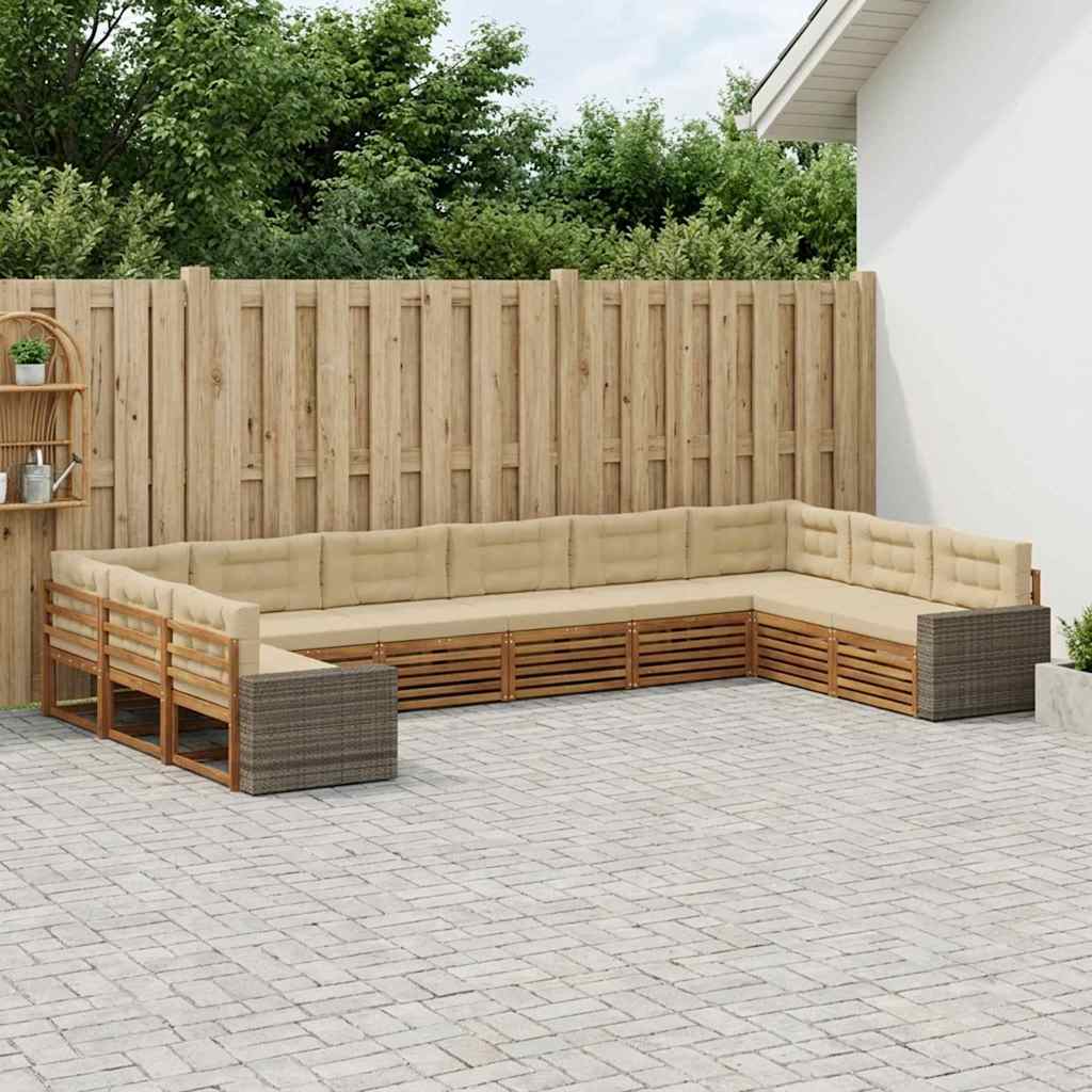 Sofagarnituren mit Kissen 10 pcs Massivholz Akazie