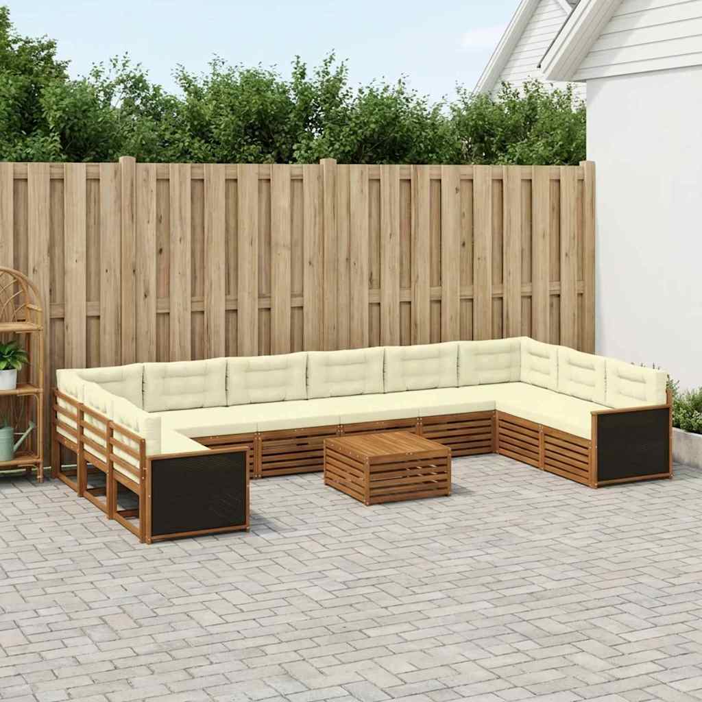 Sofagarnituren 11 stk. Natur und Creme Massivholz Akazie