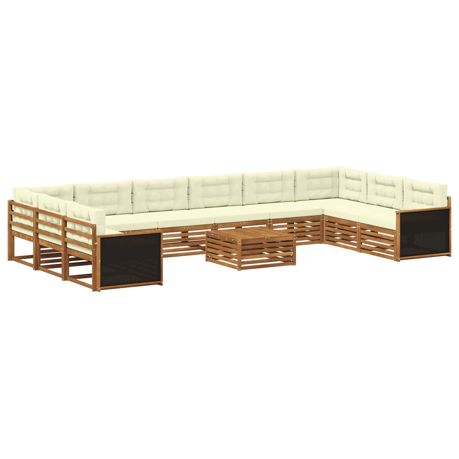 Sofagarnituren 11 stk. Natur und Creme Massivholz Akazie