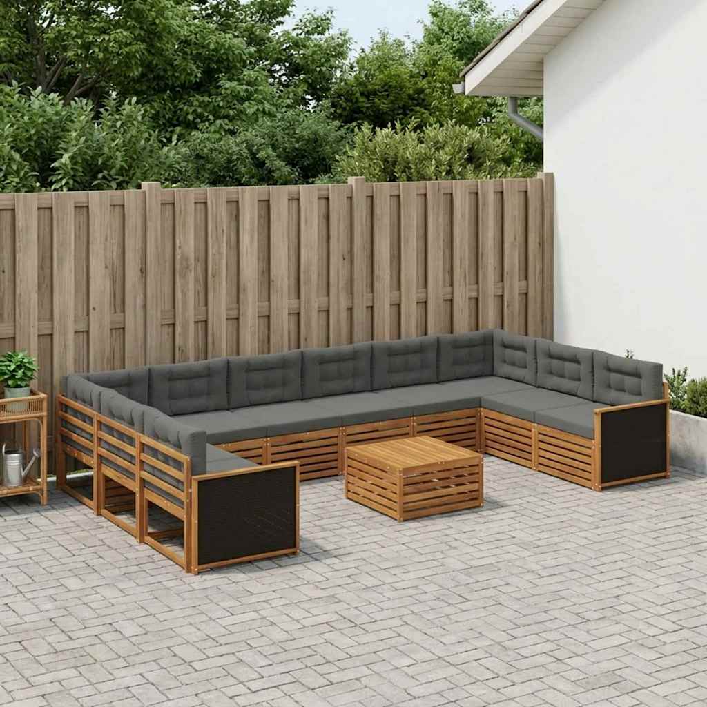 Sofagarnituren 11 stk. Natur und Anthrazit Massivholz Akazie