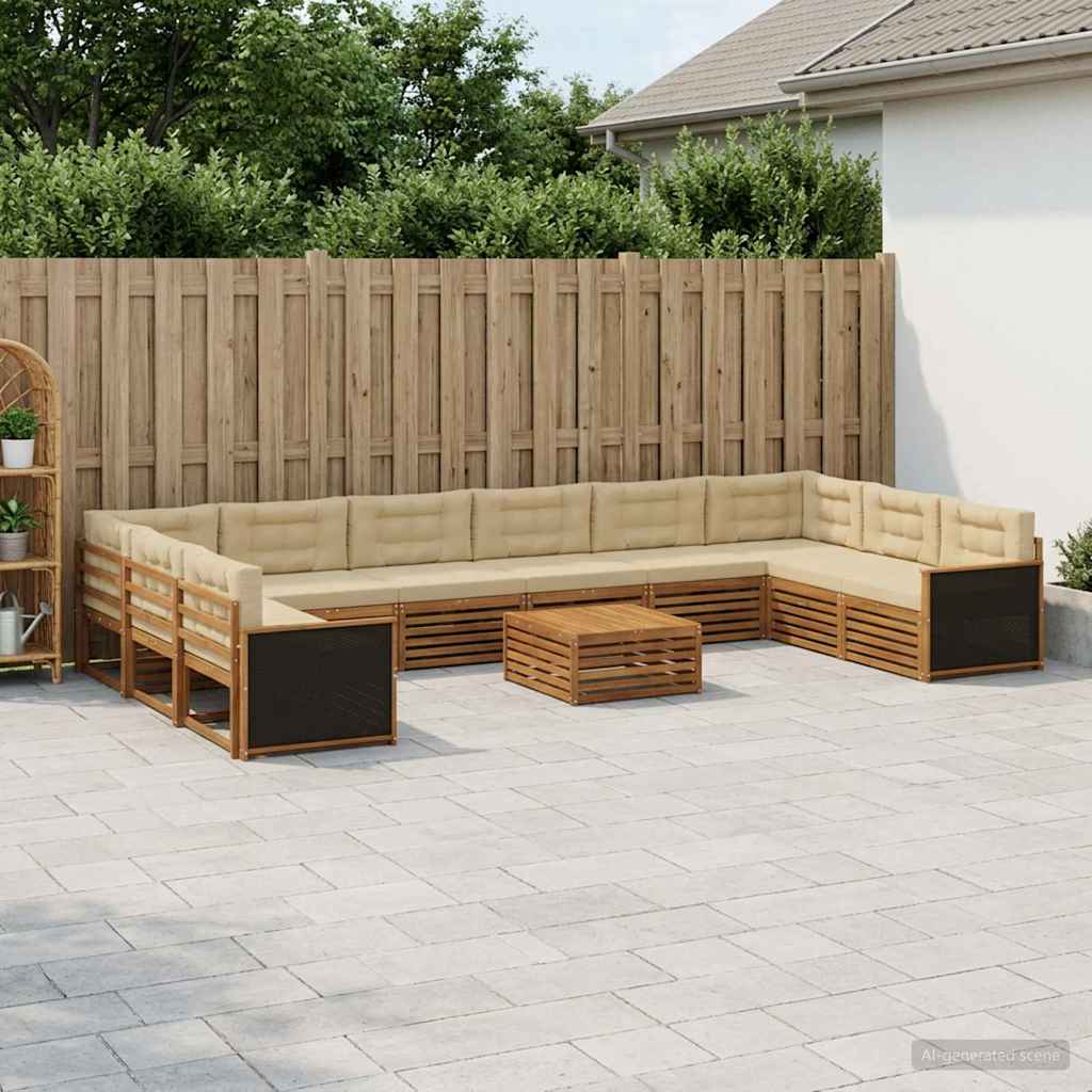 Sofagarnituren mit Kissen 11 pcs Massivholz Akazie