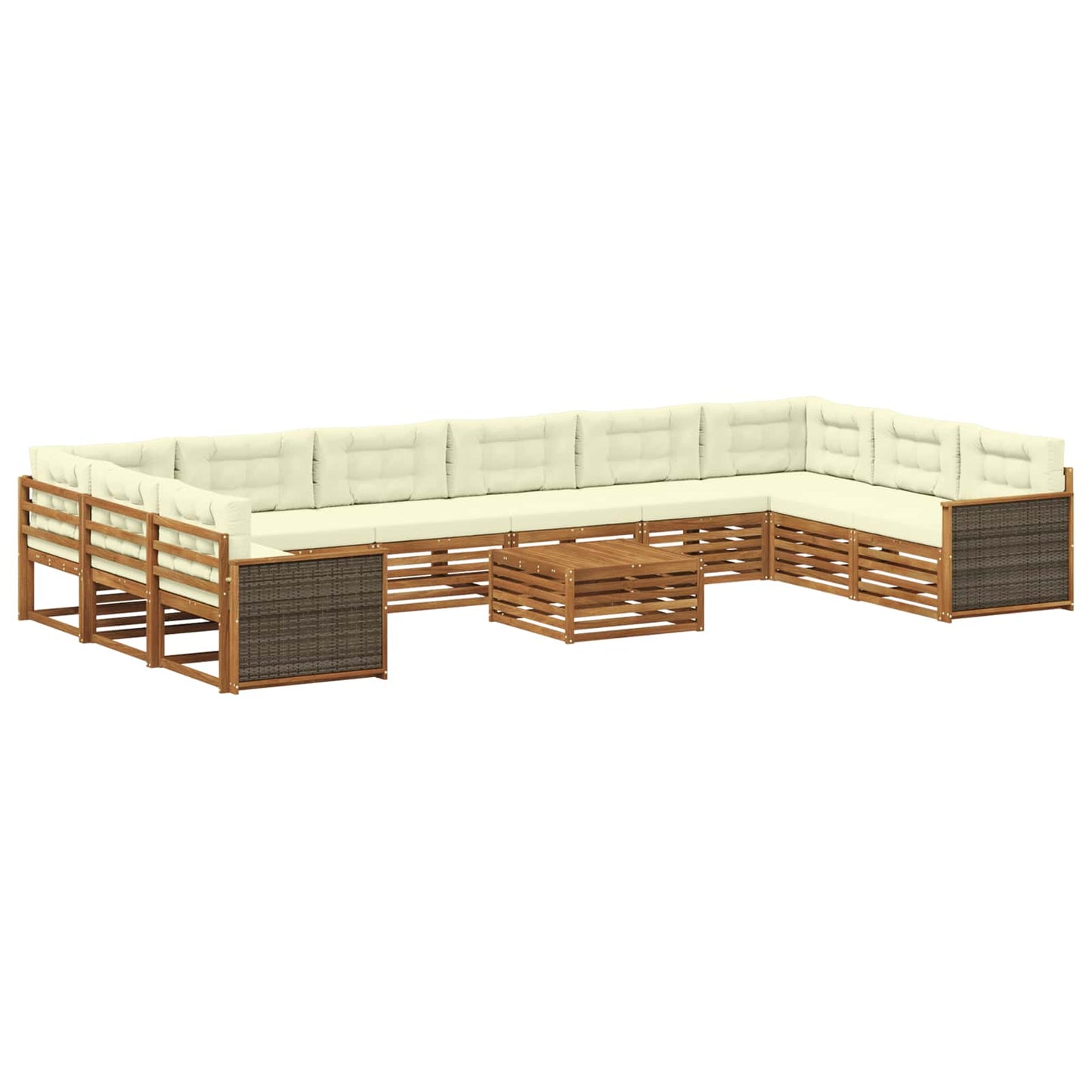 Sofagarnituren 11 stk. Natur und Creme Massivholz Akazie