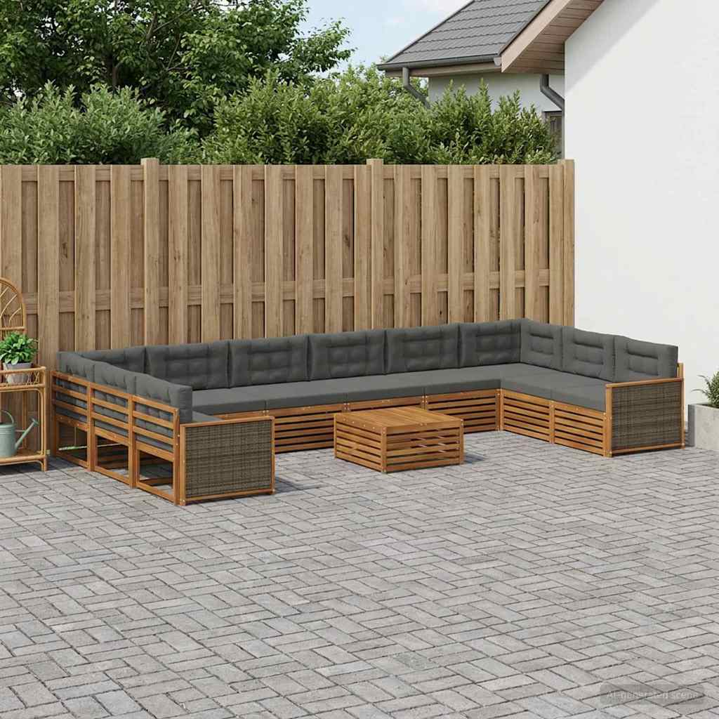 Sofagarnituren mit Kissen 11 pcs Massivholz Akazie