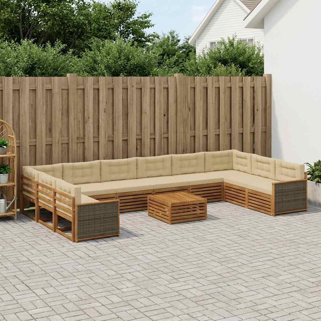 Sofagarnituren mit Kissen 11 pcs Massivholz Akazie