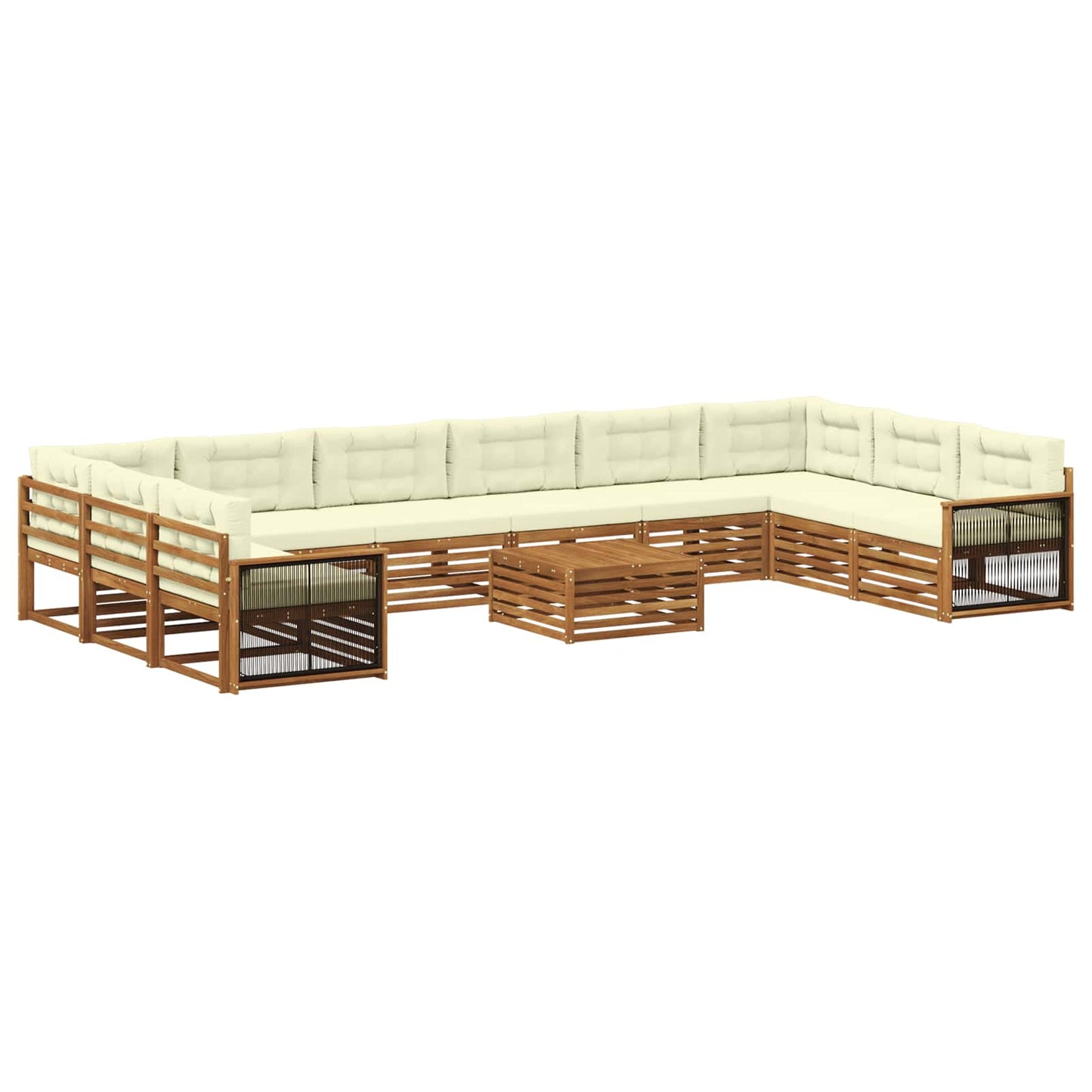 Sofagarnituren 11 stk. Natur und Creme Massivholz Akazie
