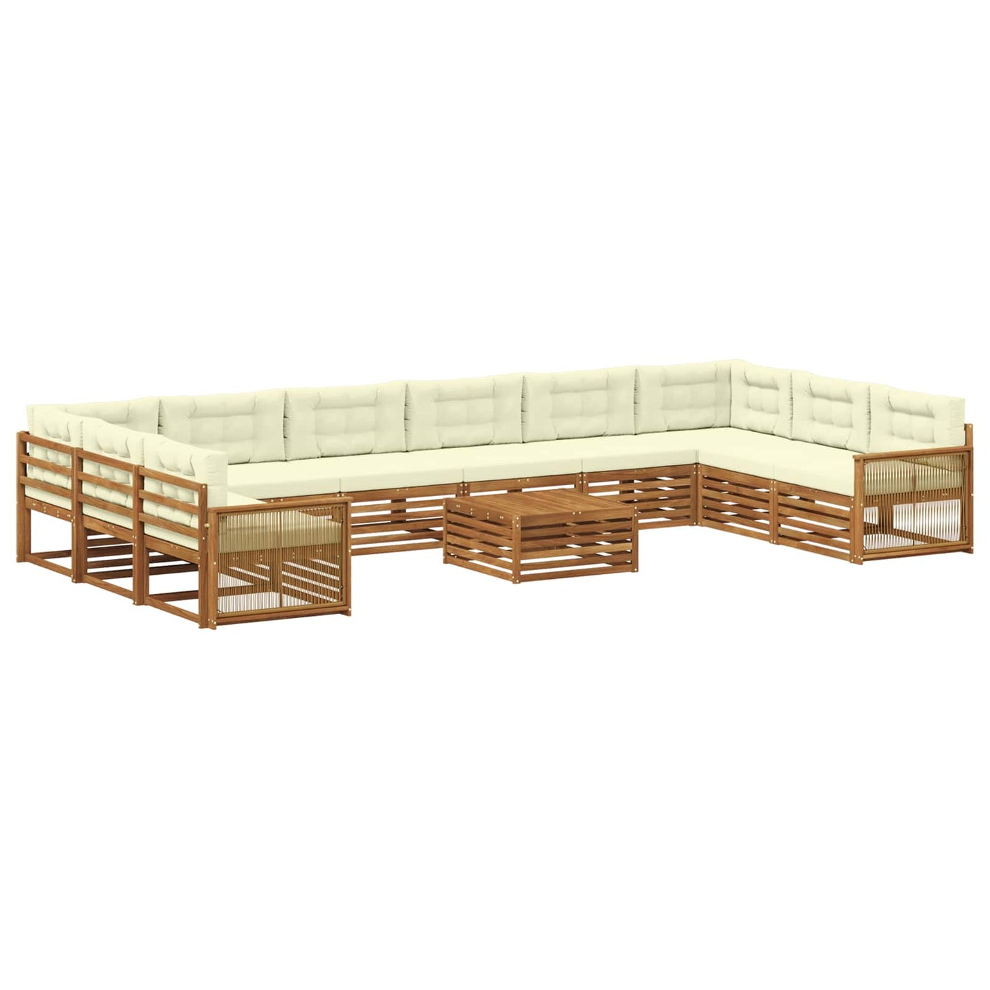 Sofagarnituren 11 stk. Natur und Creme Massivholz Akazie