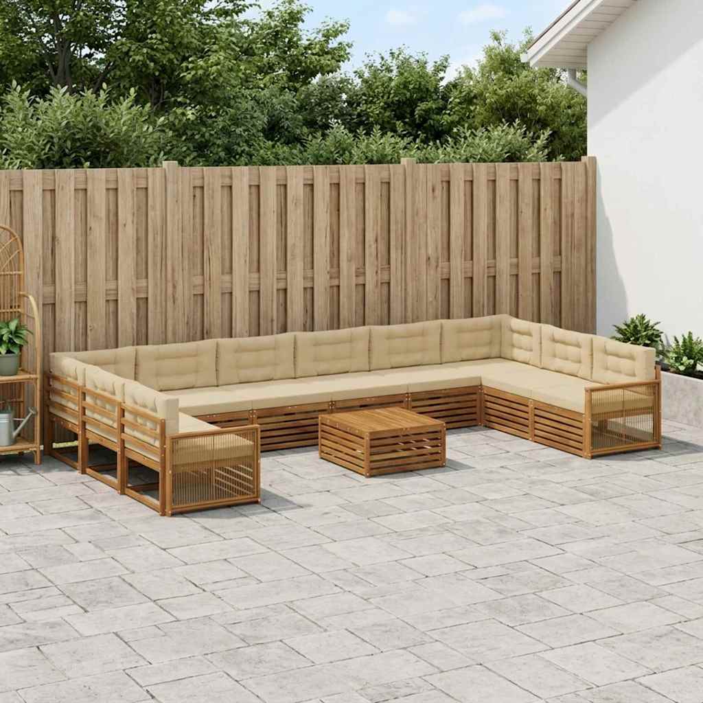 Sofagarnituren mit Kissen 11 pcs Massivholz Akazie