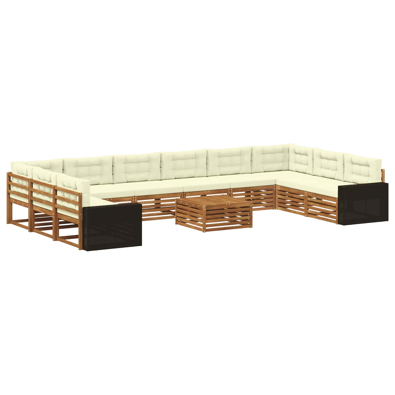 Sofagarnituren 11 stk. Natur und Creme Massivholz Akazie