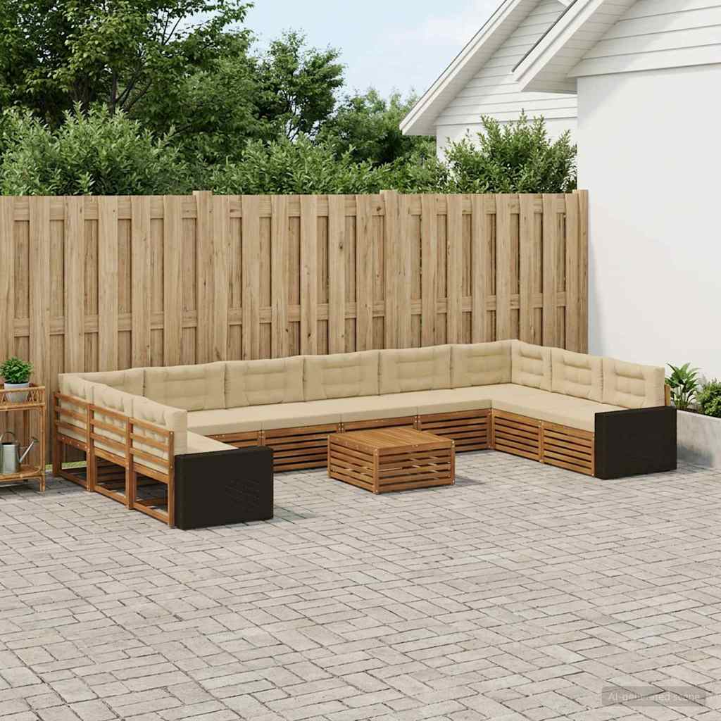 Sofagarnituren mit Kissen 11 pcs Massivholz Akazie