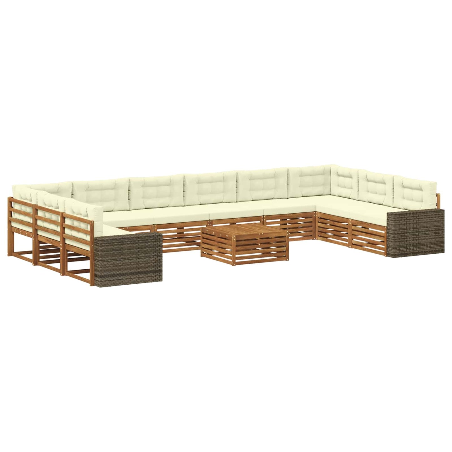 Sofagarnituren 11 stk. Natur und Creme Massivholz Akazie