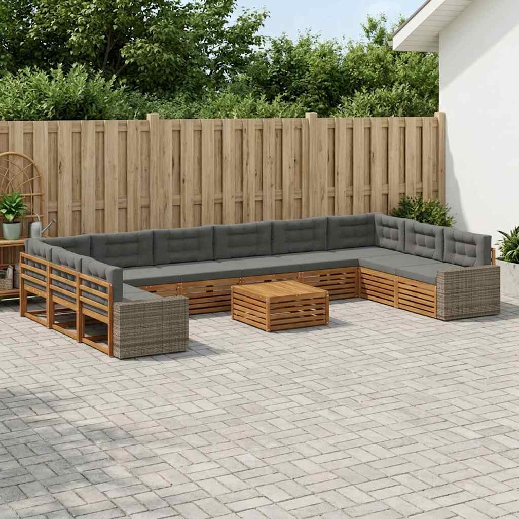 Sofagarnituren mit Kissen 11 pcs Massivholz Akazie