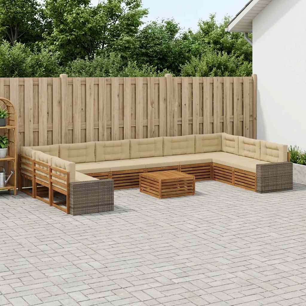 Sofagarnituren mit Kissen 11 pcs Massivholz Akazie