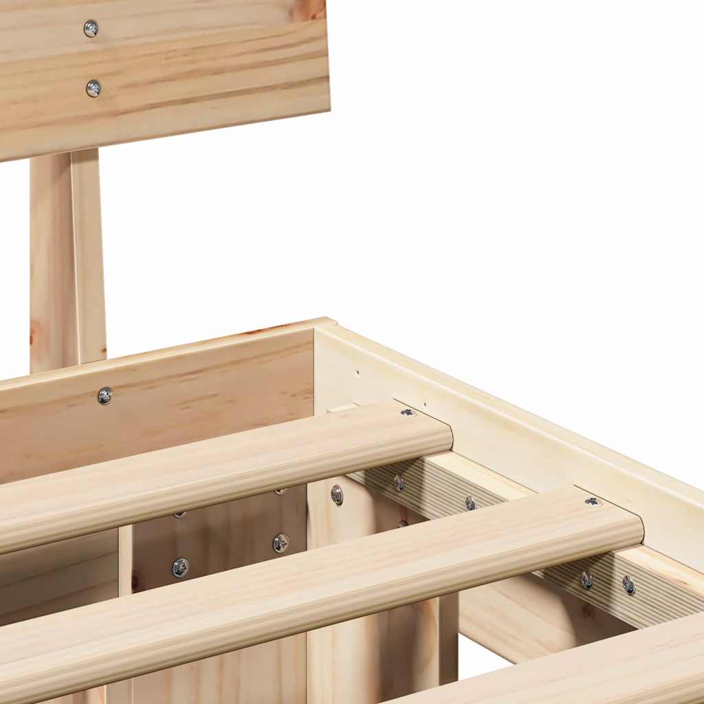 Bettgestell mit Kopfteil Braun 120 x 200 cm Massivholz Kiefer
