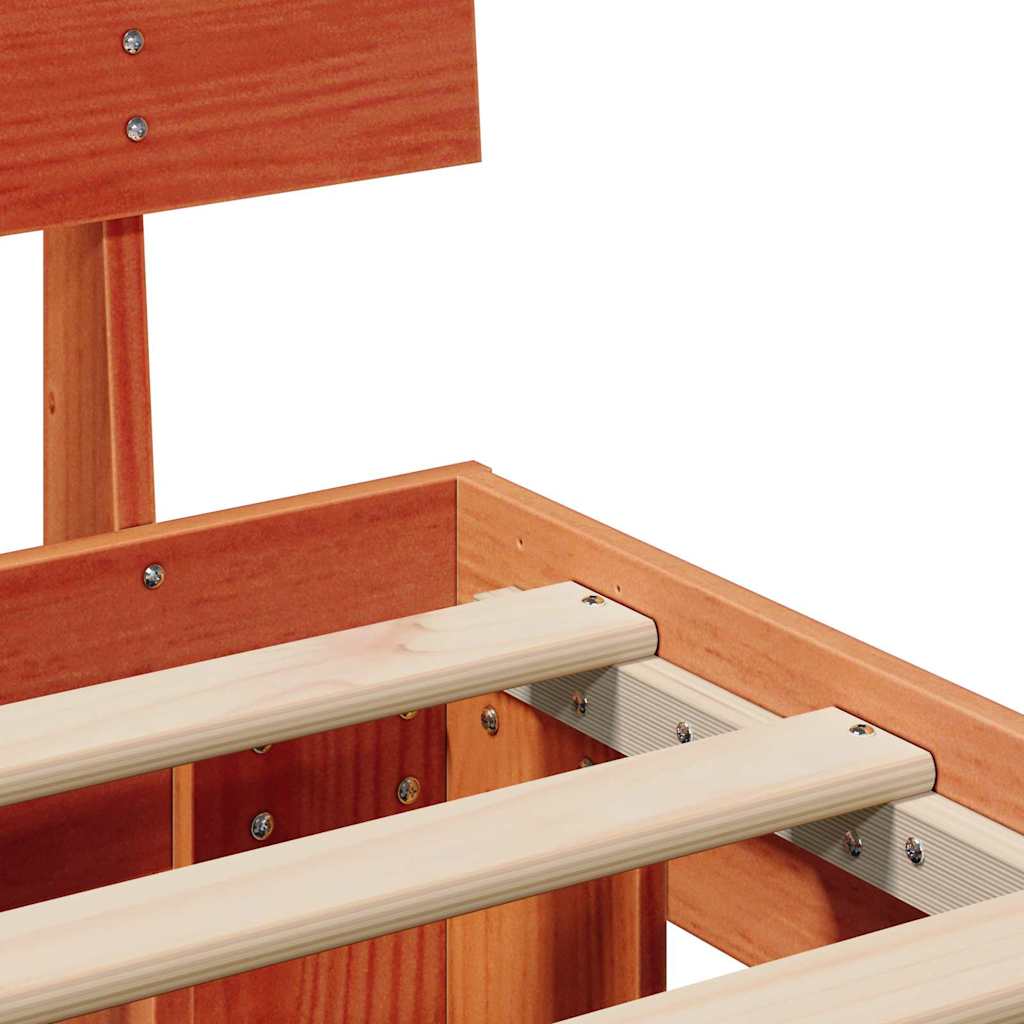 Bettgestell mit Kopfteil Braun 140 x 190 cm Massivholz Kiefer