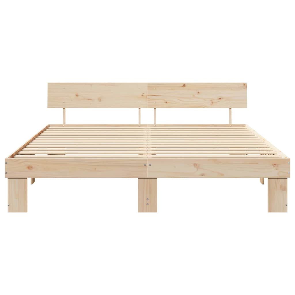 Bettrahmen mit Kopfteil Braun 200 x 200 cm Massives Kiefernholz
