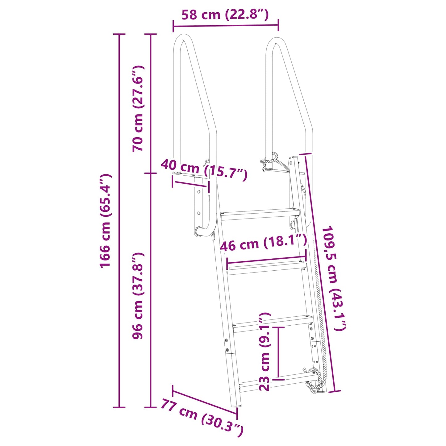 4-Stufen Dockleiter Silber 58 x 77 x 166 cm Aluminium