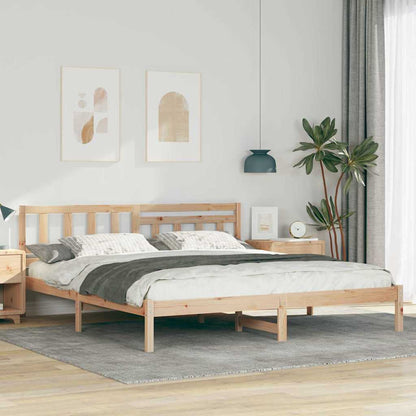 Bettrahmen mit Kopfteil Braun 200 x 200 cm Massives Kiefernholz