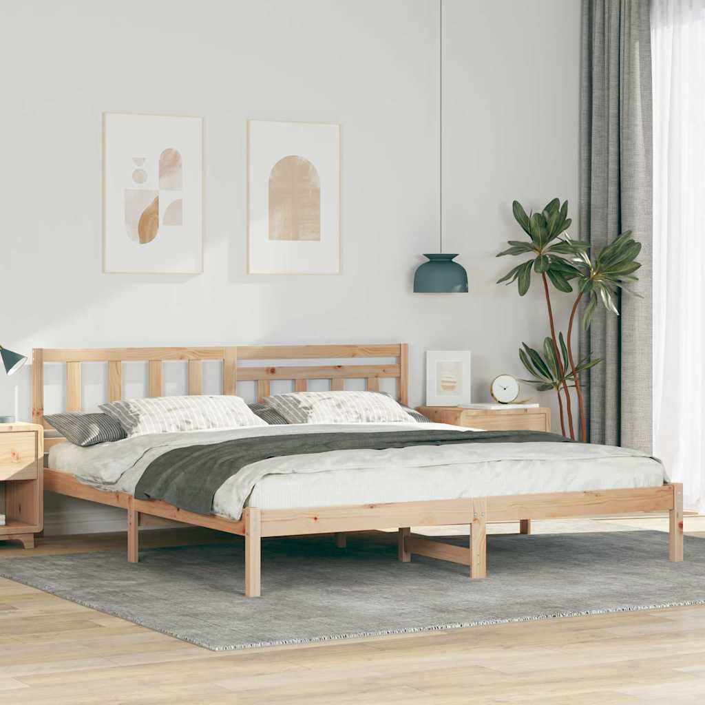 Bettrahmen mit Kopfteil Braun 180 x 200 cm Massives Kiefernholz