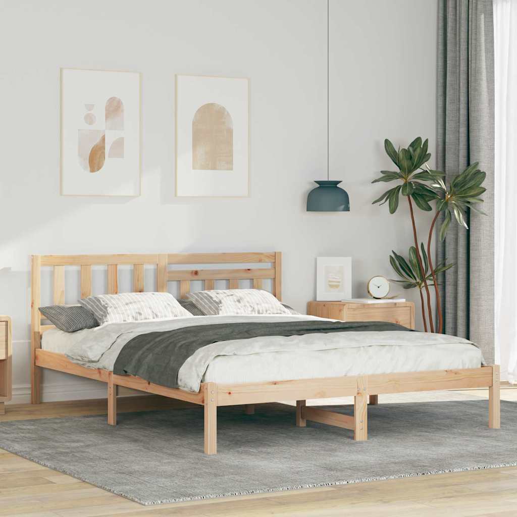 Bettrahmen mit Kopfteil Braun 160 x 200 cm Massives Kiefernholz