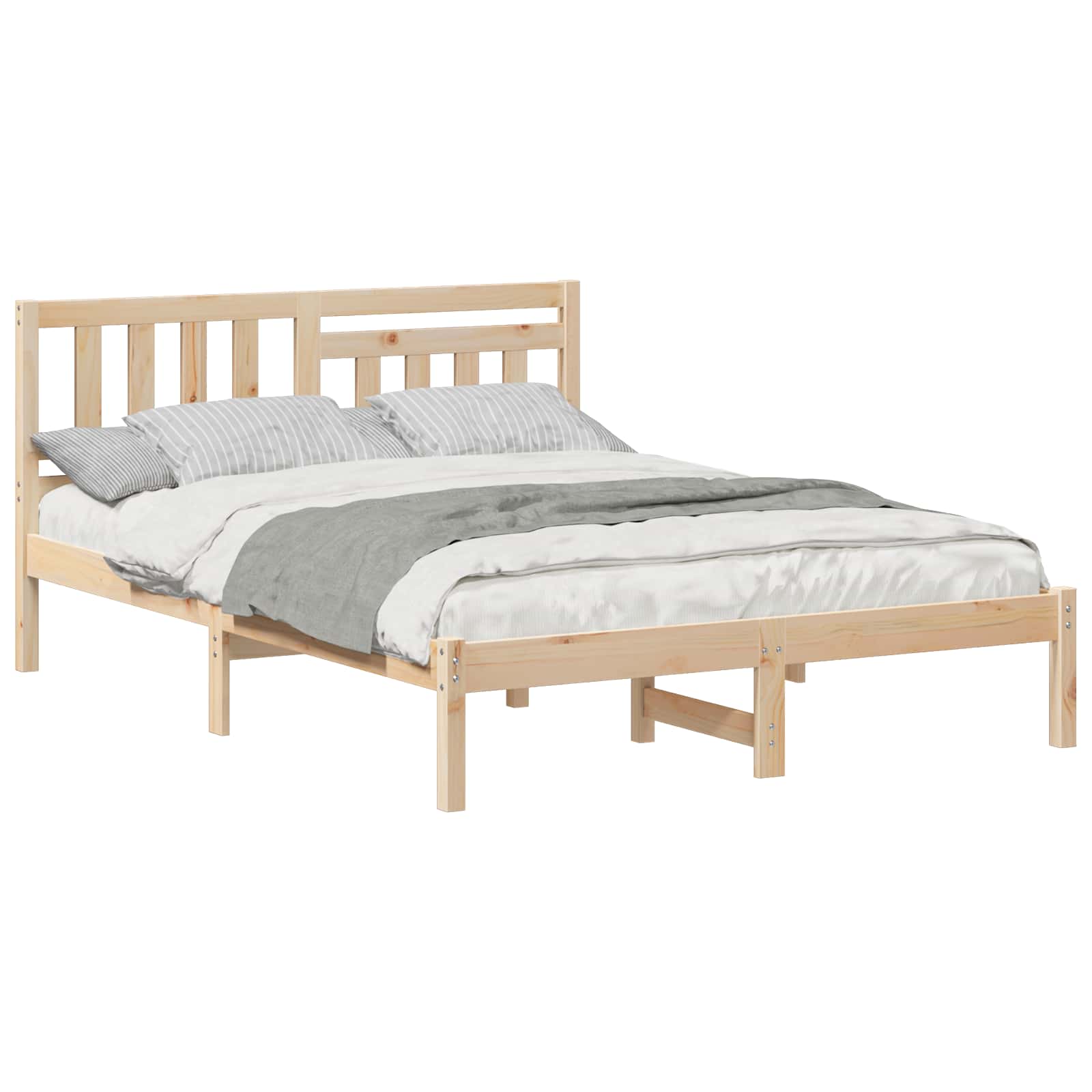 Bettrahmen mit Kopfteil Braun 135 x 190 cm Massives Kiefernholz