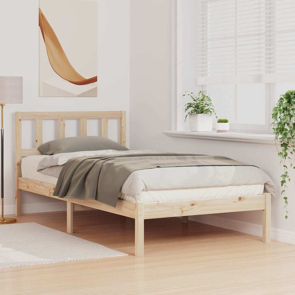 Bettrahmen mit Kopfteil Braun 75 x 190 cm Massives Kiefernholz