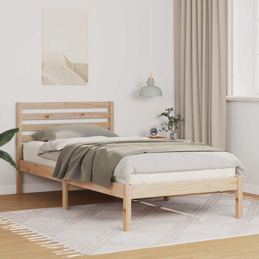 Bettrahmen mit Kopfteil Braun 90 x 190 cm Massives Kiefernholz