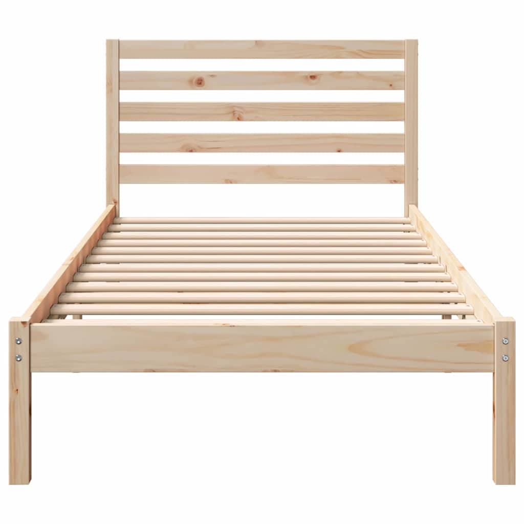Bettrahmen mit Kopfteil Braun 90 x 190 cm Massives Kiefernholz