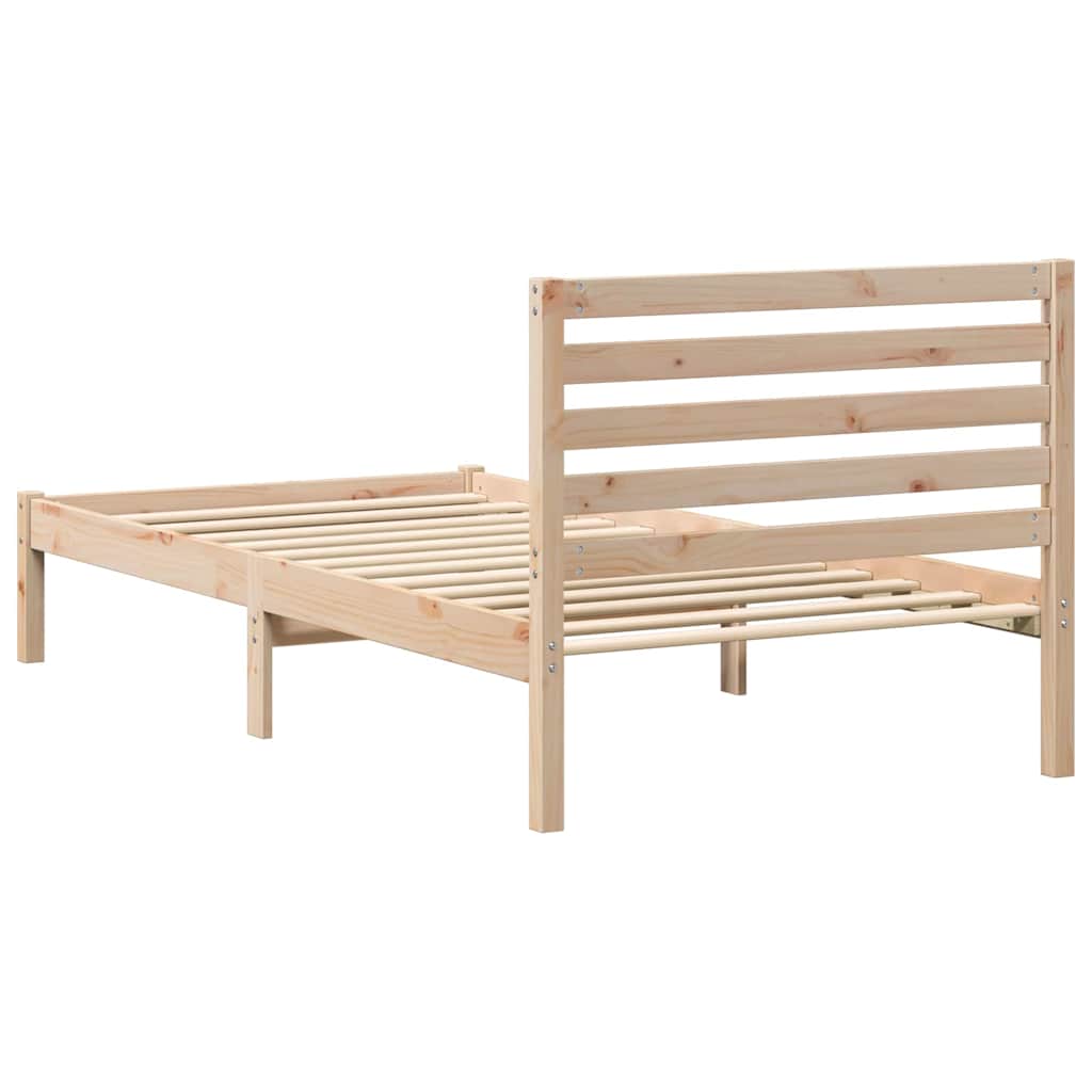 Bettrahmen mit Kopfteil Braun 75 x 190 cm Massives Kiefernholz