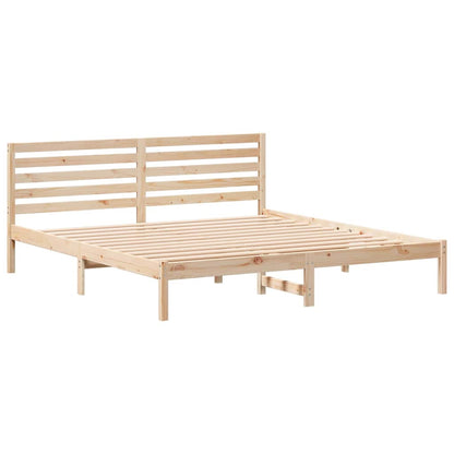 Bettrahmen mit Kopfteil Braun 200 x 200 cm Massives Kiefernholz