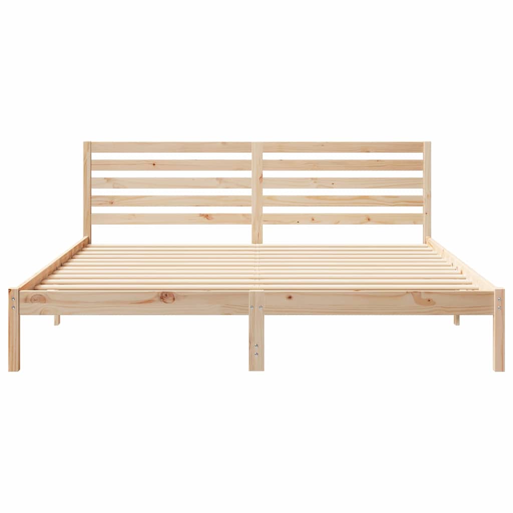 Bettrahmen mit Kopfteil Braun 200 x 200 cm Massives Kiefernholz