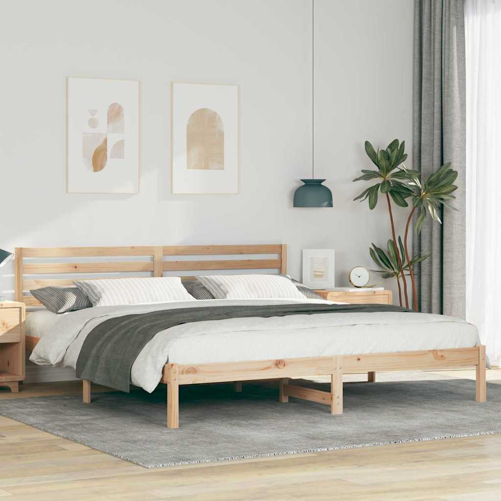 Bettrahmen mit Kopfteil Braun 180 x 200 cm Massives Kiefernholz