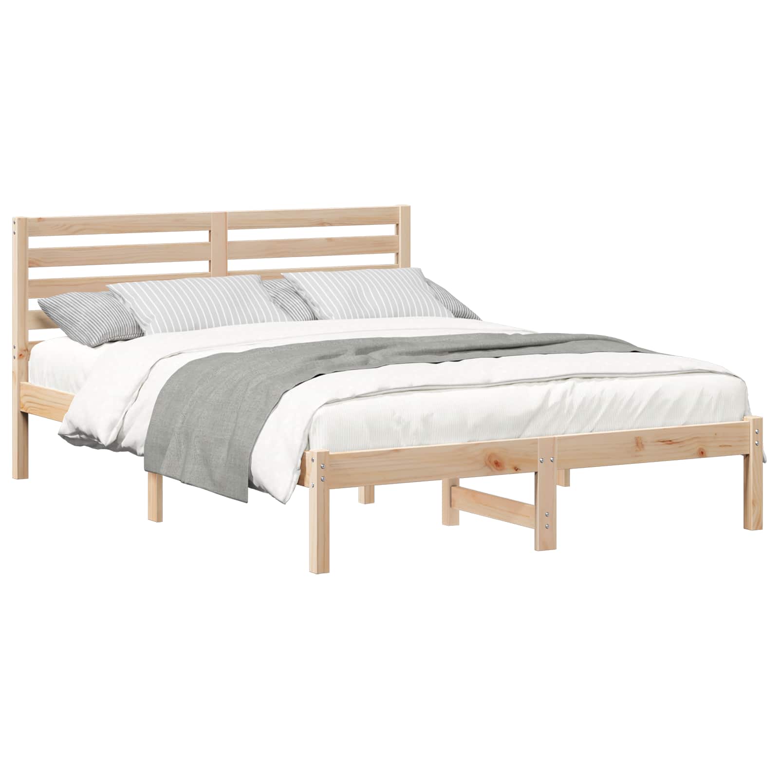 Bettrahmen mit Kopfteil Braun 120 x 200 cm Massives Kiefernholz