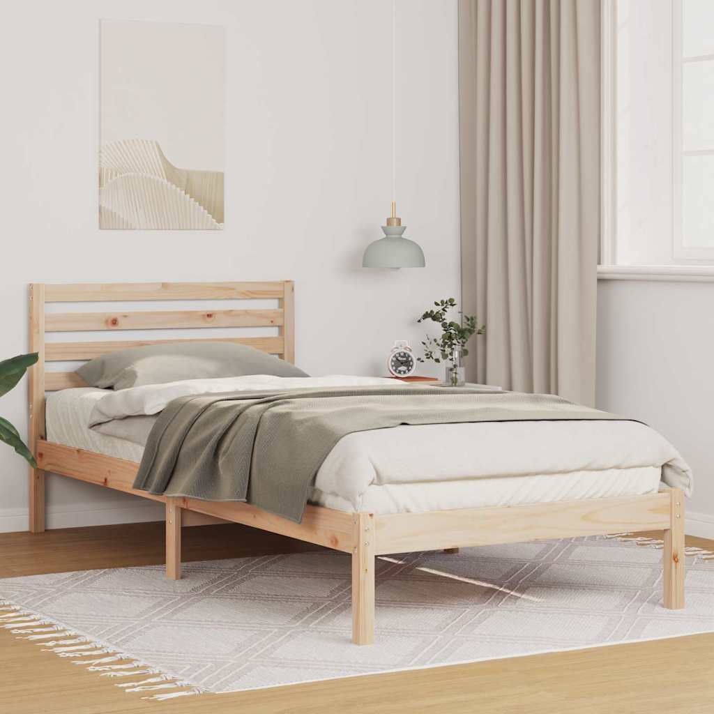 Bettrahmen mit Kopfteil Braun 80 x 210 cm Massives Kiefernholz