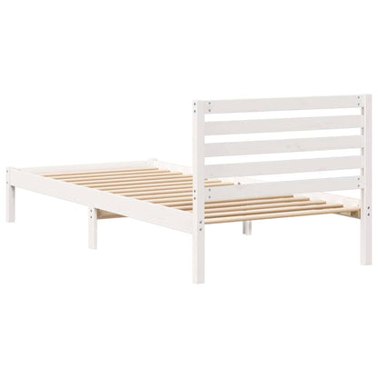 Bettrahmen mit Kopfteil Weiß 80 x 210 cm Massives Kiefernholz