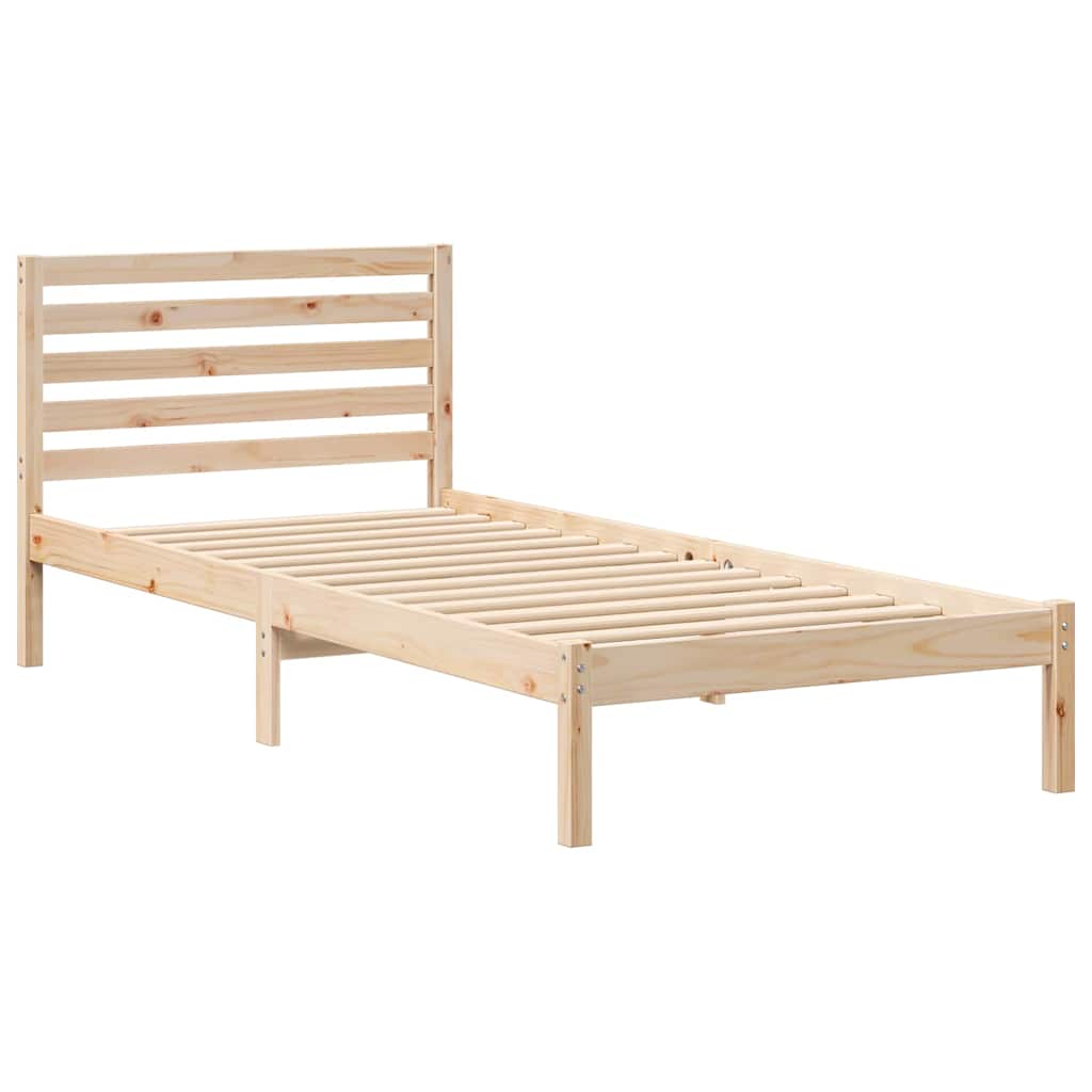 Bettrahmen mit Kopfteil Braun 90 x 210 cm Massives Kiefernholz